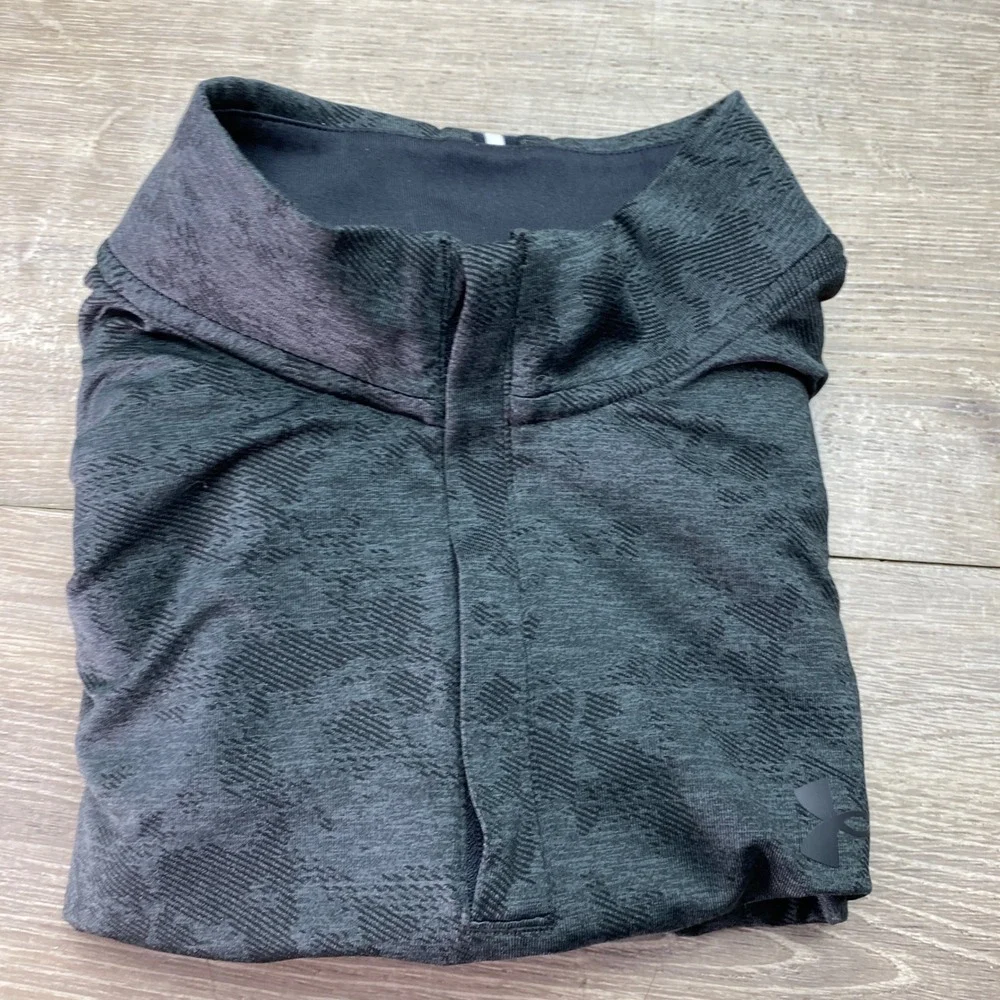 Under Armour Shirt Golf 1/4 Zip Mens L Black Camo Polyester Performance 1387126